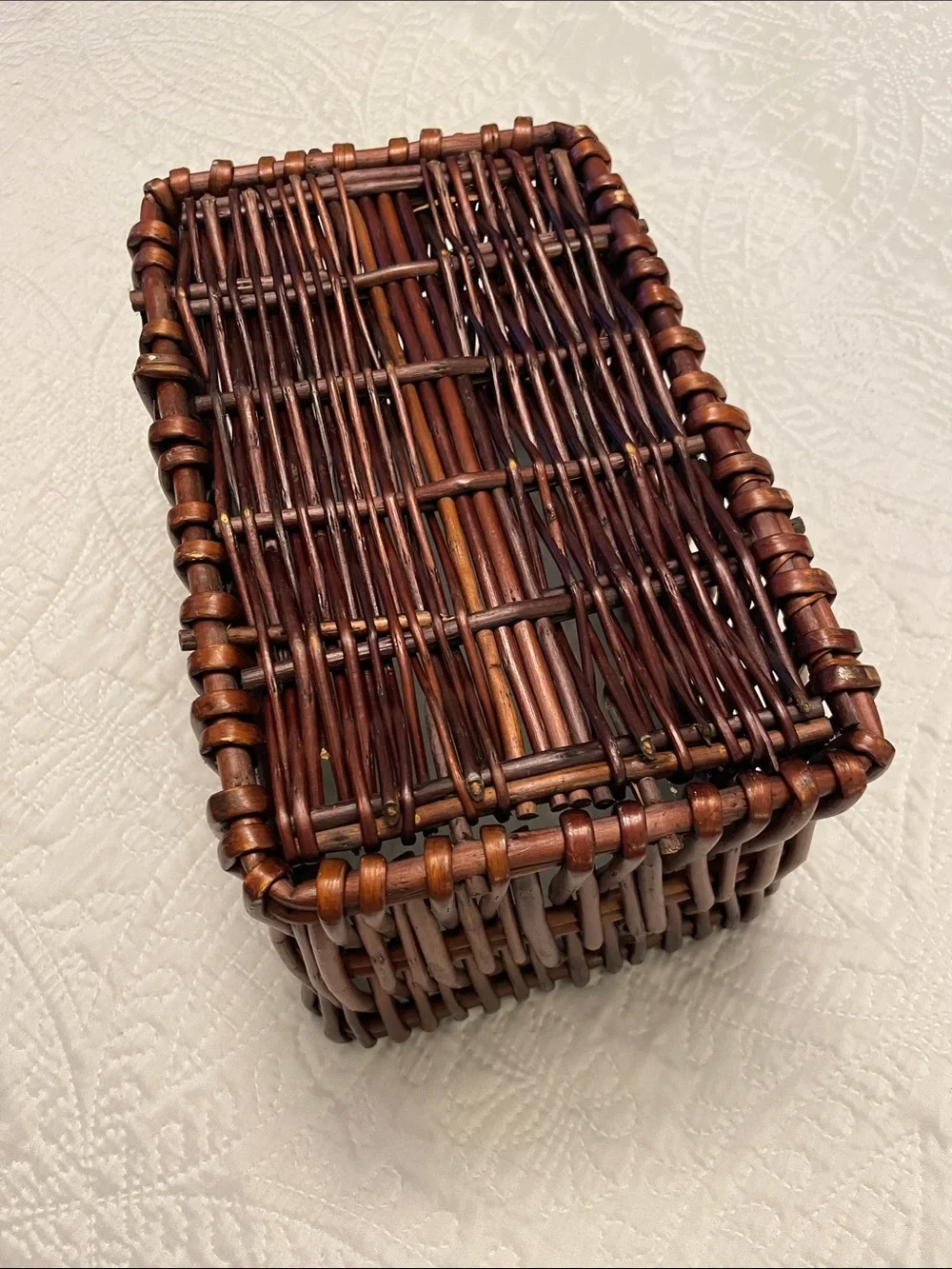 Auburn Woven Wicker Rectangular Basket Bin Storage Container Decor